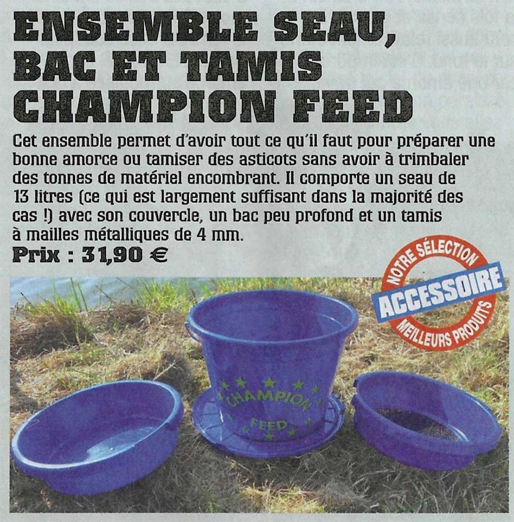seau bac et tamis champion feed